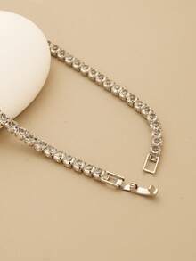 1pc Fashionable Hip Hop 4mm Rhinestone Tennis Chain Necklace, Men's Tennis Necklace Suitable For Daily, Holiday, Party Wear, Jewelry Accessory - Necklace - View 4