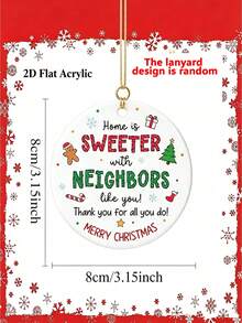 Christmas Acrylic Hanging Ornaments, Round Neighbor Thank You Letter Print Tree Decor, Holiday Hanging Pendant For Xmas Tree Door Fence Decor, Warm Neighbor Gift To Create Relaxing Festival Vibe - Decorative Pendant - View 10
