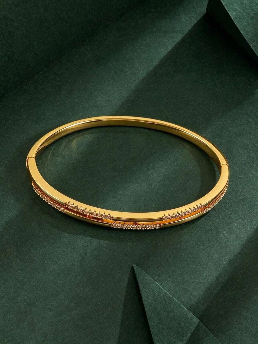 1pc Creative Minimalist Double-Row Hollow Zirconia Inlaid Bracelet For ...