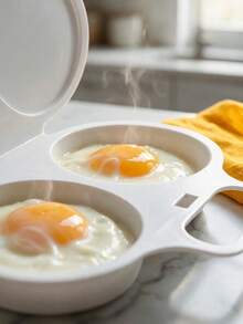 2pcs Microwave Egg Cooker/Poacher, Non-Electric Heat-Resistant PP Plastic, Dual Egg Cups With Insulated Base, Space-Saving Breakfast Cooking Tool, Suitable For Home, Office, Dorm, Easy To Clean Kitchen Gadget - Multicolor - View 7