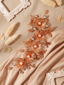1pc Golden Flower Butterfly Hair Vine With Pearl Rhinestone, Bridal Headpiece For Wedding Prom - Gold - View 6