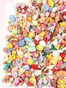 10-500Pcs Random Cartoon Resin Flatback Charms, Cute Girly Mixed Style DIY Accessories For Phone Case, Keychain, Hair & Jewelry Making - Multicolor - View 4