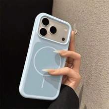 奢華亮螢光液態矽膠手機殼，適用 18 Pro Max 17 Air 16 15 14 13 12 17 Pro Max Plus，磁吸軟殼 - 淺藍色 - 查看 10