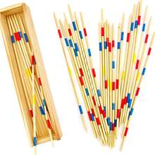 Traditional Mikado Pick-Up Sticks Game Set With Box, Multiplayer Educational Wooden Desktop Game Sticks - Multicolor - View 2