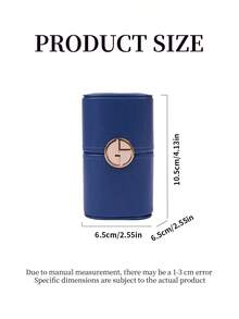 3‑Colors Available Faux‑Leather Flip‑Top Square Cosmetic Storage Box Magnetic Metal Logo Buckle Double‑Layer Organizer For Lipstick Makeup Brush Small Jewelry Desktop Travel Holiday Gift Armani - Navy Blue - View 6