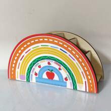 Cross-Border Teacher's Day Decoration Pen Holder Gift Desktop Ornament 2D Flat Printed Wooden Storage Box Pen Holder Teacher Gift Rainbow Pen Holder - Multicolor - View 7