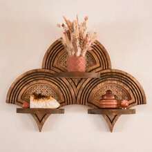 Sunburst Shelf - Fan Pattern Shelf - Rattan Caning Shelf - Arch Shelf - Art Deco Wall Decor - View 4