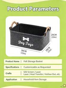 Felt Pet Toy Box, Dog Toy Box, Storage Basket Box Organizer - Perfect For Organizing Pets - Black - View 8