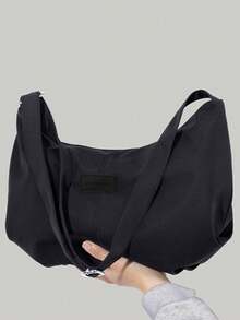 Black Nylon Crossbody Tote Bag, Soft Large Capacity Hobo Shoulder Bag With Adjustable Strap For Women - Multicolor - View 5