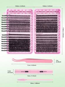 MEM 640pcs DIY Eyelash Extension Kit, Includes High Density Single Cluster Lashes, 9-16mm Mixed Length D Curl Effect, Lightweight Soft Comfortable, Includes Eyelash Glue, Tweezers And Eyelash Brush, Eyelash Cluster Set, False Eyelashes - Black - View 4