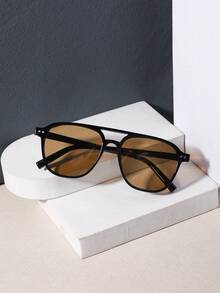 RENNES 1 buah Kacamata Fashion Aviator Retro Pria dengan Jembatan Ganda, Dekorasi Rivet, Lensa PC Pelindung Mata Tahan Lama, Kacamata Ringan untuk Mengemudi & Liburan - MultiWarna - View 4