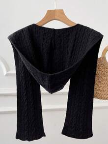 1PC Women's Fashion Solid Color Cable Knit Pattern Shawl Hat Scarf, Warm Windproof Knitted One-Piece Hooded Scarf Neck Warmer, Suitable For Dating, Daily Wear And Shopping - Multicolor - View 11