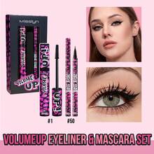 Misslyn -BOSS BABE Eyeliner And Mascara Set, Long-Lasting Pigment, Lengthening Lashes, Lightweight Formula, Infused With Tinted Synthetic Fibers To Make Sparse Lashes Look Thick And Full - #1+#50 - View 12