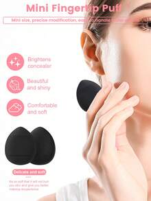 51Pcs/20pcs Black Makeup Tool Set Makeup Brushes Triangle Puff Finger Puff Round Powder Puff Makeup Sponge Makeup Bag For Foundation Blush Contour Eyeshadow Blending Dry Wet Use - Black - View 7