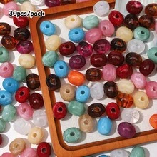 30pcs Mixed Color Marble Pattern Irregular Acrylic Imitation Stone Loose Bead For DIY Bracelet Necklace Earring Keychain Jewelry Making Craft Supplies - Random Color Mixing - View 16