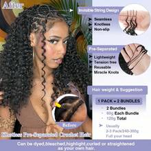 VALLBEST Crochet Human Hair Water Wave Knotless Feather Extension High Quality 60g/Pack 16~26 Inch Handmade Full Invisiable Knot With String Pre Looped Crochet Human Hair Pre-Separated Invisible Miracle Knots Hair Extension Wet And Wavy Lightweight Reusable - Natural Black - View 3