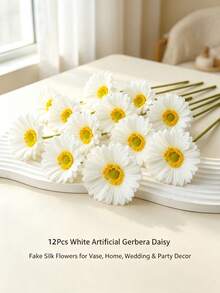 1/6/12Pcs Multi-Color Silk Gerbera Daisy Artificial Flowers, Faux Fake Daisy For Home Garden Wedding Vase Decoration - Multicolor - View 7