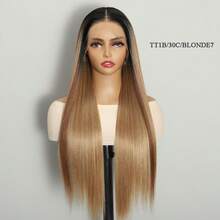 1pc 28 Inch 13x6 T-Part Synthetic Lace Frontal Wig For Women Pre-Plucked Soft Heat Resistant Daily Wig With Natural Hairline - Multicolor - View 12