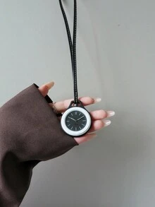 New Round Hanging Watch Creative Quartz Watch Fashion Versatile Backpack Bag Decoration Pendant Portable Small Clock - one-size - View 15