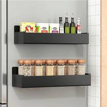 4pcs Magnetic Spice Rack Organizer, Multifunctional Wall-Mounted Spice Shelf Storage, Movable Magnetic Storage Rack For Refrigerator, Oven, Coffee Machine, Valentine's Day Gift - Black - View 7
