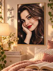 Customized Photo Diamond Painting Personalized Portrait DIY Kit, Acrylic Diamond Art Wall Decor, Square And Round Diamonds Optional, Customized Commemorative Photo Handmade, Sparkling Diamond Painting Gift, Multiple Sizes Available, Suitable For Home Decor - Multicolor - View 6