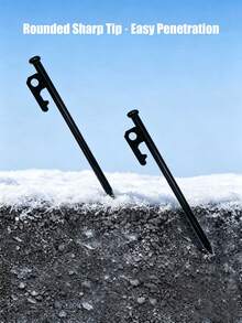2PCS.4PCS. 9mm Thick Steel Tent Stakes, 200mm To 400mm Multiple Sizes Available, Heavy Duty Tent Pegs With Hook, Suitable For Snow And Multi-Terrain Outdoor Camping Ground Stakes - Black - View 1
