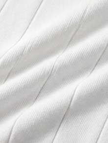 Men's Summer Fashion Ribbed Polo Collar Short Sleeve Sweater, Essential Summer Knit Short Sleeve - White - View 5