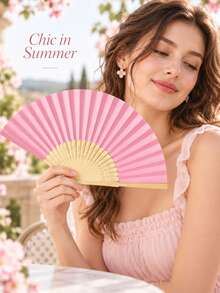 Naturepeak Vintage Handheld Folding Paper Fan, Portable Bamboo Fan, Perfect Accessory To Stay Cool And Stylish In Summer, Great For Parties And Events - 1PC - View 7