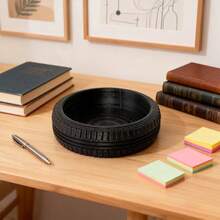 1pc Creative Tire Shaped Storage Tray, Rubber Tire Design Key Coin Dish, Industrial Style Desktop Organizer, Small Accessory Holder For Desk Entryway, Car Lover Decor, Halloween Christmas Home Decor Gift,Baskets,Storage Boxes - Multicolor - View 2