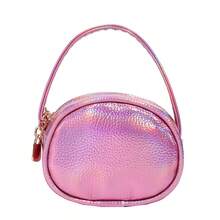 Vintage Shiny Oval Handbag For Girls, Litchi Grain Mini Zipper Decor Small Bag, Suitable For Daily Use And Street Style Matching - A - View 10