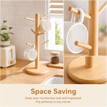 Wooden Mug Holder Solid Wood Hanging Cup Rack Creative Cup Draining Rack Water Cup Hanging Rack Cup Storage Rack 1pc - Multicolor - View 4