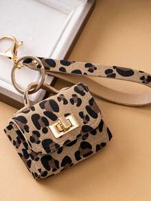 1pc Leopard Print Mini Purse Keychain, Faux Leather Tiny Handbag Charm With Wrist Strap, Small Coin Pouch Bag Pendant For Women Bag Decor Gift - Multicolor - View 9