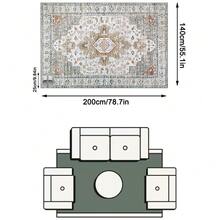 1件灰色綠色淺橘色復古波斯圖案波西米亞風仿羊絨長方形地毯，做舊斑駁細節，可機洗，適用於客廳臥室居家裝飾，四季通用，美學家居裝飾 - 彩色 - 查看 17
