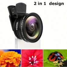 2-In-1 HD Phone Lens Kit - Wide Angle & Macro, Lightweight Design With Portable Bag, Convenient For Shooting Anytime Anywhere, 0.45x Ultra Wide Angle & Macro Lens Set, Optical Zoom Function, Universal Clip Compatible With Smartphones, HD Wide Angle Lens, Phone Camera Lens 2-In-1 Clip-On Lens Kit, 37mm 0.45x 49UV Ultra Wide Angle & Macro Phone Camera Lens, Suitable For Smartphones - 2-in-1 - View 10