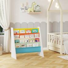 Sling Bookshelf For Kids, Childrens Bookcase For Kids Room, 4-Tier Toddler Book Shelf Organizer, Easy Access Child Book Storage Rack For Nursery - Multicolor - View 2