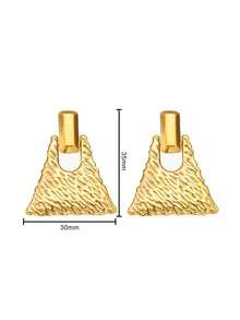 1pair Stainless Steel Retro Geometric Dangling Statement Earrings For Women, 316L Stainless Steel Earrings, Waterproof Earrings, Gift For Her - Gold - View 5
