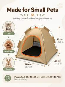 Foldable Portable Pet Tent Suitable For Cats & Small Dogs - All-Season Breathable Mesh Triangular Canopy Tent With Removable Panels, Compact Indoor/Outdoor Dog Kennel & Cat House For Camping, Travel, Assembly, Nylon Shelter - Multicolor - View 4