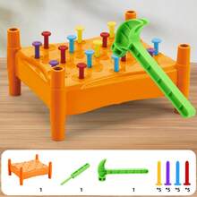 Colorful Nail Pounding Bench, Hand-Eye Coordination Training Intelligent Toy, Baby Hand Strength Exercise And Focus Developing Tool, Suitable For Boys And Girls Over 3 Years Old, Birthday Gift, Essential Holiday Gift - Multicolor - View 10