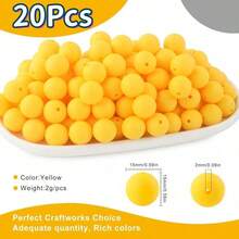20/36 Buah Manik-Manik Bulat Silikon 1,5 Cm/0,59in, Cocok untuk Pembuatan Perhiasan, Gantungan Kunci DIY, Kalung, Gelang, dan Bahan Kerajinan Tangan, Perlengkapan Pembuatan Perhiasan, Tersedia Berbagai Warna - MultiWarna - View 13