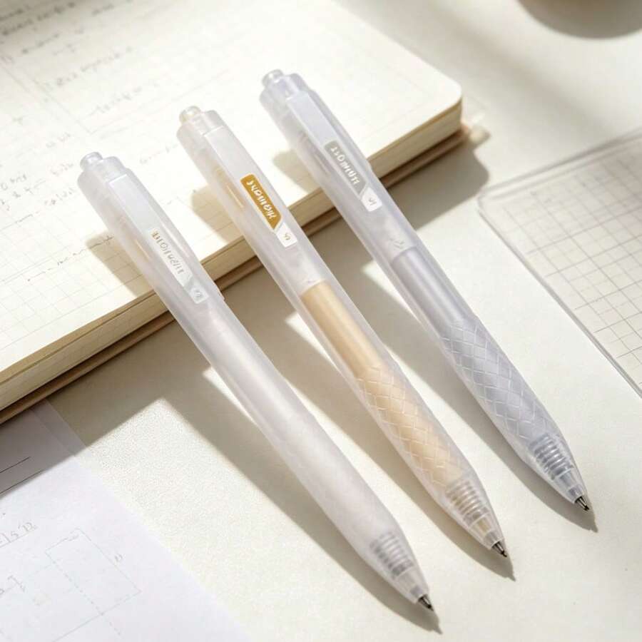 Highlighter Pen Set Classic White Silver Gold Office Use Planner Marking Drawing Click Pen - Multicolor - View 1