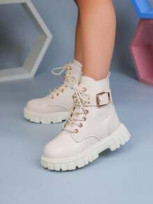 1 Pair New Boots For Girls, Children's Boots, Autumn Ankle Boots, Boys' British Style Boots, Jazz - Beige - View 5