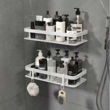 Wall-Mounted Shower Shampoo Rack Bathroom Storage Shelf Towel Rack Diamond-Shaped Free-Standing Bracket Tripod Wall-Mounted Corner Rectangular Bracket - Multicolor - View 4