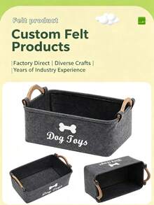 Felt Pet Toy Box, Dog Toy Box, Storage Basket Box Organizer - Perfect For Organizing Pets - Black - View 10