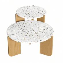 Modern Nesting Coffee Table Set, Side Tables, Living Room Coffee Table Set, Sofa Side Table And Balcony Table, 2-Piece Set - 1 - View 9