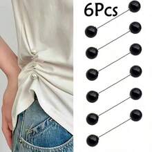 6/4/2Pcs T-Shirt Shortening Tool Invisible Waist Cincher Hem Tightener Adjustable Buckle Round Bead Pin No-Sew Knot Button - Multicolor - View 16