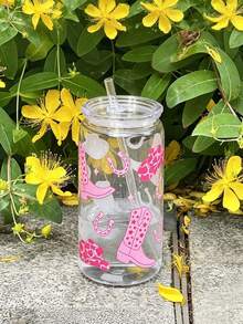 1pc Plastic Straw Cup With Christmas Sock Pattern, Suitable For Party, Camping, Holiday Gift, Party Favor, Cold Drinks, Iced Coffee Cup, Suitable For Ice Water, Cold Drinks, Room Temperature Water, Do Not Fill With Hot Water Above 50°C - Multicolor - View 1