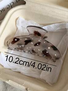 3件/1件 女款 10.2cm/4.02in 白色棕色玳瑁亮面水鑽大號豹紋輕量塑膠髮夾，時尚百搭高級優雅極簡純色髮飾，適用日常、休閒、派對、通勤、海灘、度假、馬尾、盤髮、洗臉、沐浴、化妝、穿搭，髮夾 - 彩色 - 查看 3