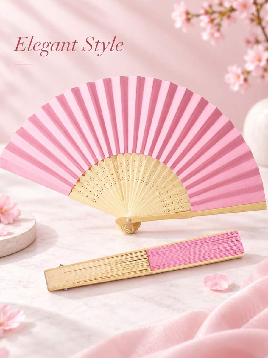 Naturepeak Vintage Handheld Folding Paper Fan, Portable Bamboo Fan, Perfect Accessory To Stay Cool And Stylish In Summer, Great For Parties And Events - 1PC - View 1