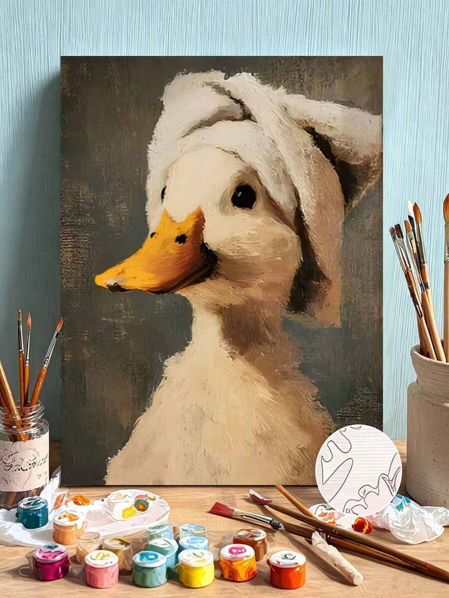 1 Set Of Digital Oil Painting Set, Suitable For Beginners, Abstract Duck-Adult Beginner Set, Birthday Gift, Anniversary Gift, Holiday Gift, Home Decoration. - A - View 1