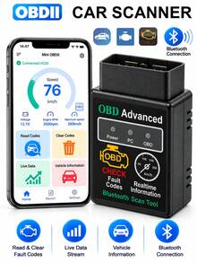 OBDII Bluetooth Car Scanner, Wireless OBD2 Automotive Diagnostic Tool, Check Engine Fault Code Reader & Clearer, Real-Time Live Data Monitor, Vehicle Information Reader, Plug & Play Car Diagnostic Scanner For Auto Maintenance - Black - View 2